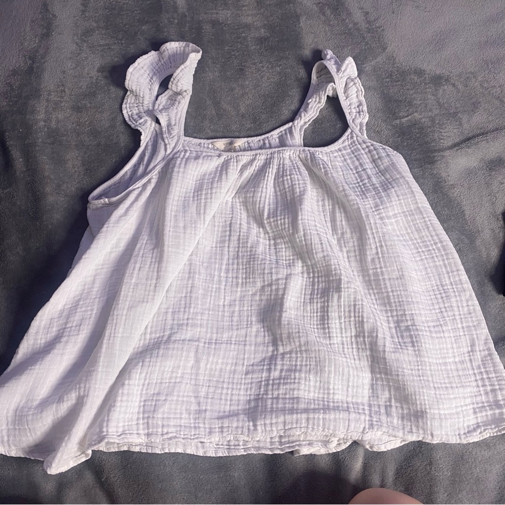 Terra and sky white flowey tank top